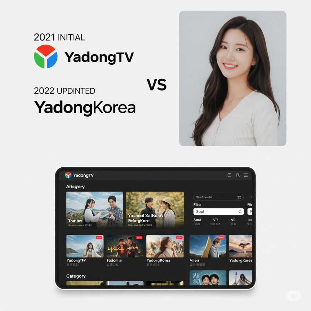 2021년 야동티비 초기 로고와 2022년 야동코리아 로고